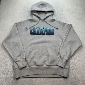 Champion Reverse Weave Ombre Hoodie Men's Size Large Sweater Pullover Gray